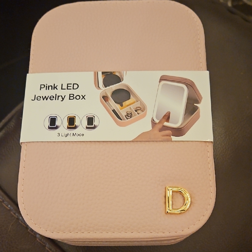 Pink LED Jewelry Box with Gold Accent